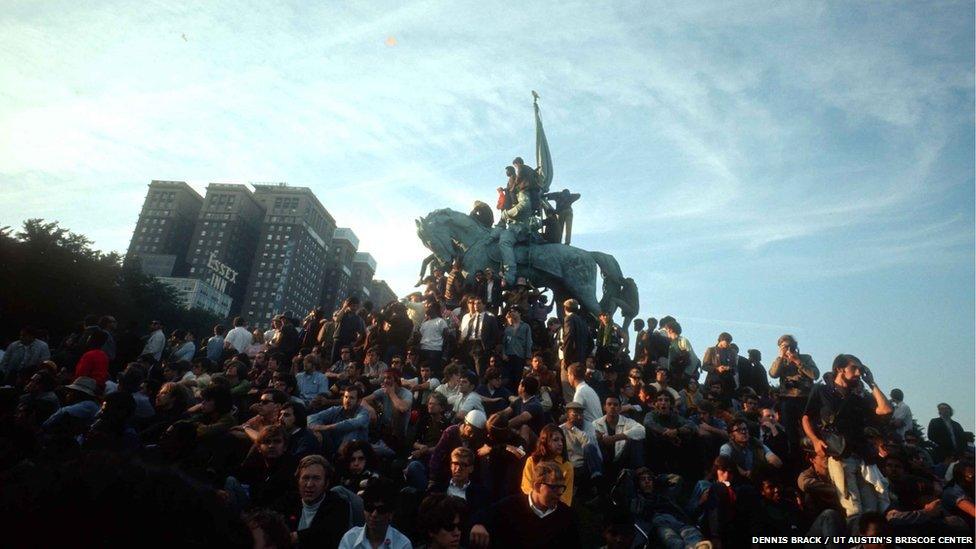 Demonstration in Chicago's Grant Park during the 1968 Democratic National Convention.