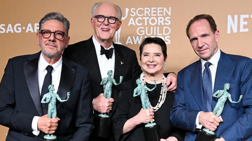 Sergio Castellitto, John Lithgow, Isabella Rossellini, Ralph Fiennes at the 31st Screen Actors Guild Awards held at Shrine Auditorium and Expo Hall on February 23, 2025 in Los Angeles, California