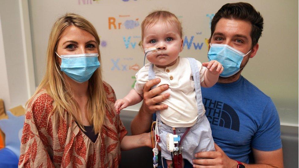 Cillian Myles and partner Lesha Comer from Galway, Ireland with their one year old son Luke