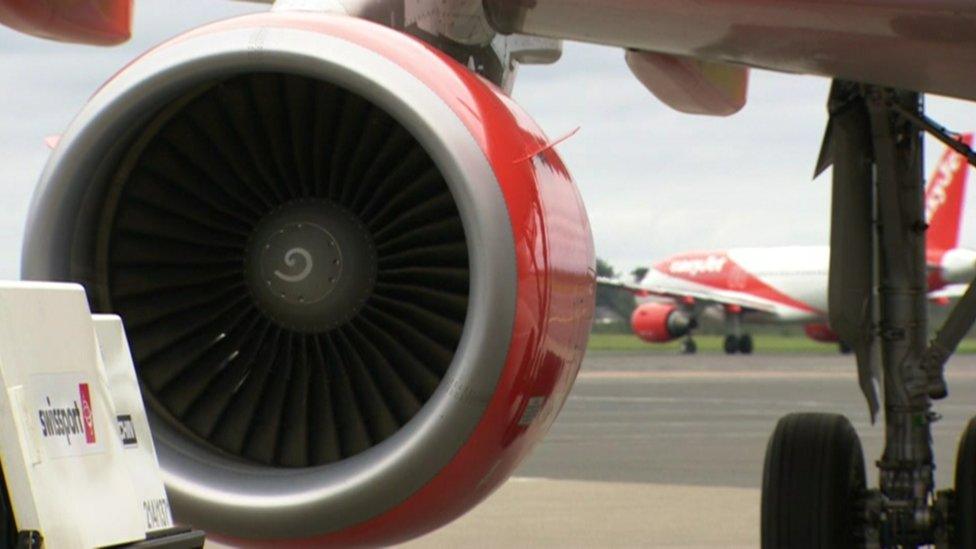 An aeroplane at Belfast International Airport