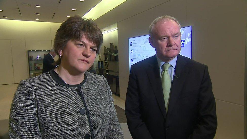 Arlene Foster and Martin McGuinness pictured in New York in 2016