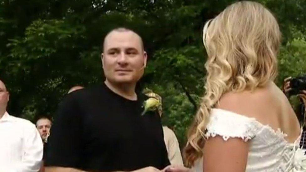 Local media filmed his wedding, which came less than a month after his hand was amputated.