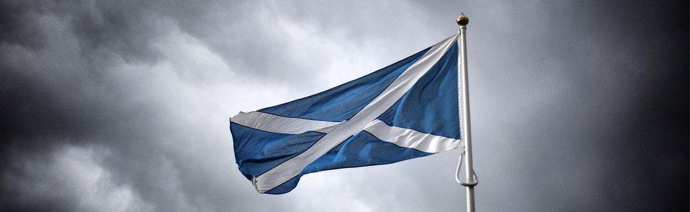 Scottish flag flying on the border with England on September 14, 2014 in Carter Bar, Scotland.