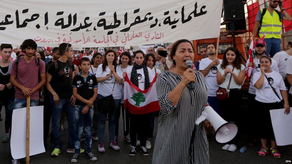 Anti-government protest in Beirut on 29 August 2015