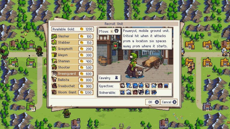 A screenshot from the indie game Wargroove