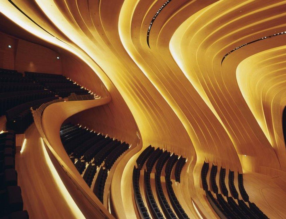 The interior of the Heydar Aliyev Centre in Baku