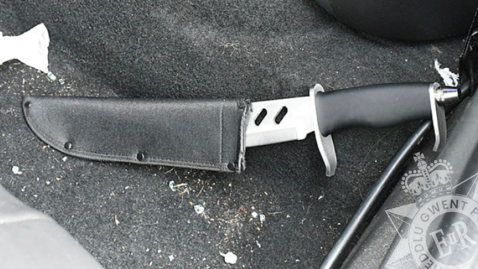 Knife photographed inside vehicle