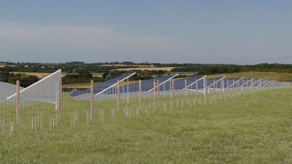 artist's impression of the proposed Barnfield Solar Farm