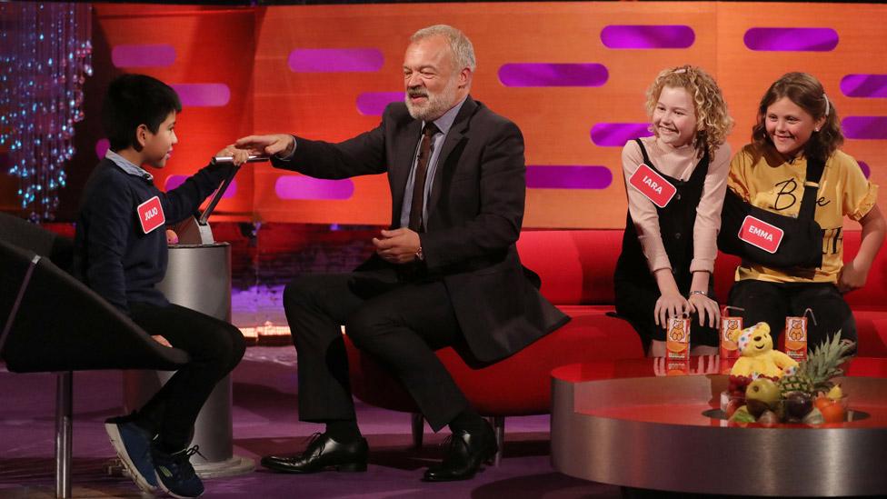 Graham Norton with Julio, Iara and Emma