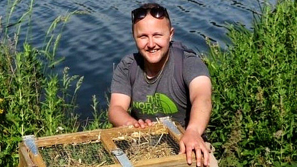 Joe Dance releasing water voles into the wild