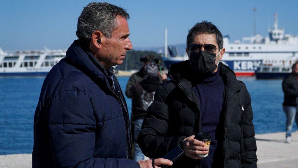 Relatives of missing people wait for news at the port in Corfu