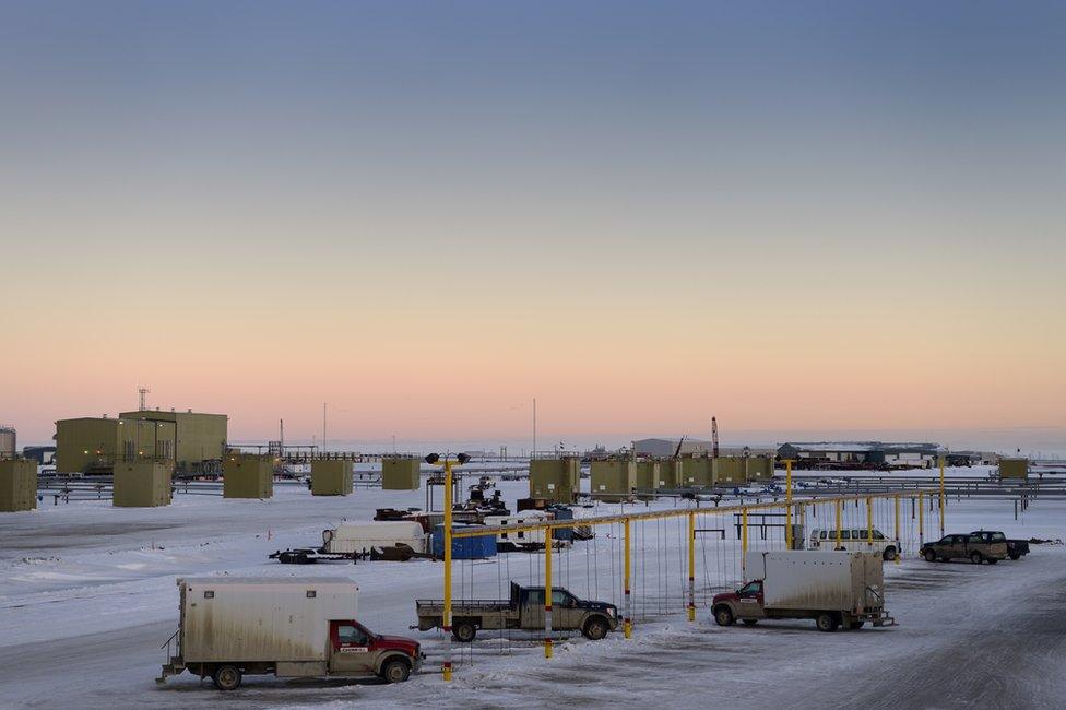 Oil wells on beaufort sea