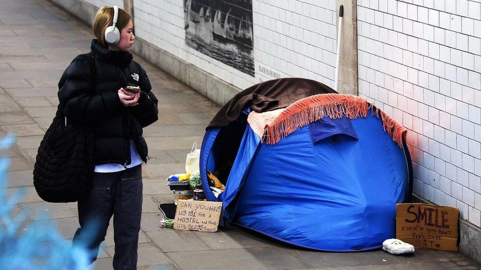 Homeless person's tent in London