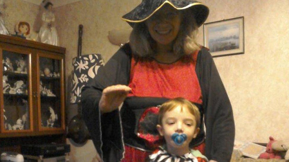 Ben and his mother in fancy dress for Halloween