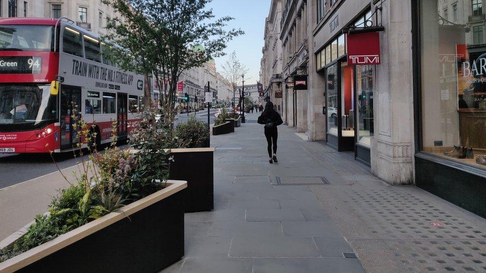 Planters containing trees on Regent Street