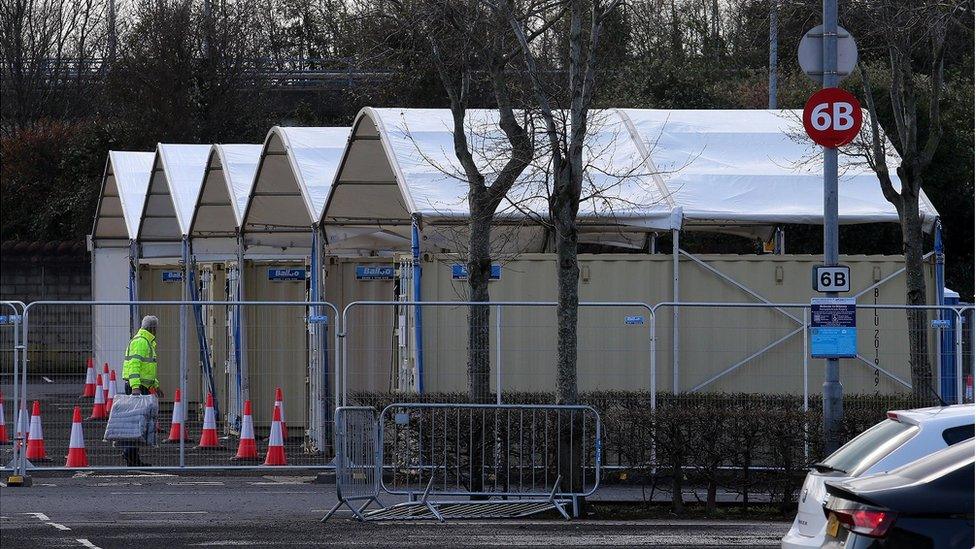 A testing centre at the SSE arena in Belfast