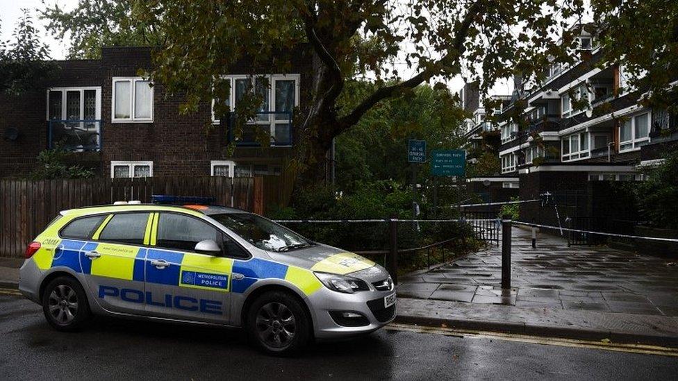 Police tape at the entrance to Grimsel Path on the Brandon Estate