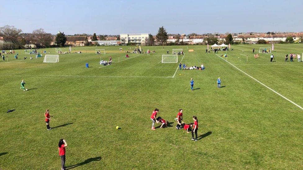 Teams training on Oakfield Playing Fields