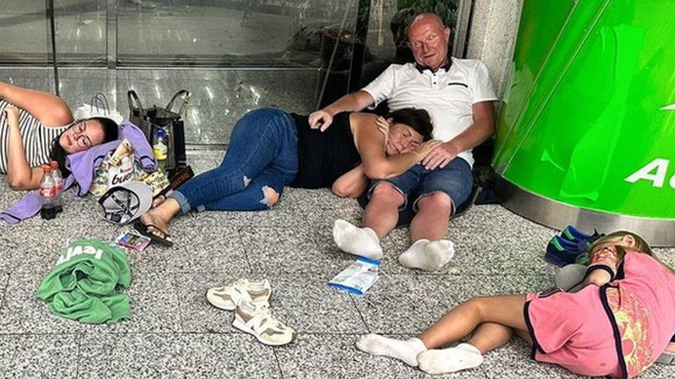 Jack Bowman and his family stuck at Palma Airport