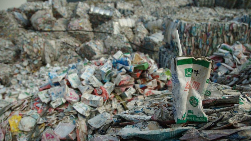 Paper at a Chinese recycling plant