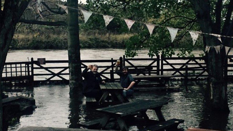 Flooded beer garden