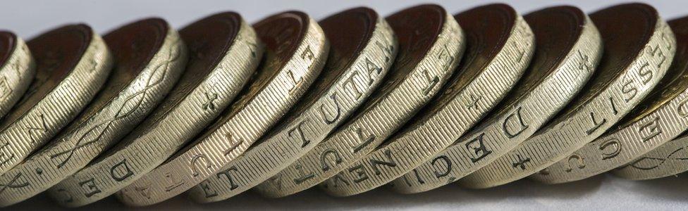 row of £1 coins