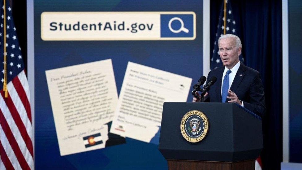 US President Joe Biden delivers remarks on the student debt relief plan