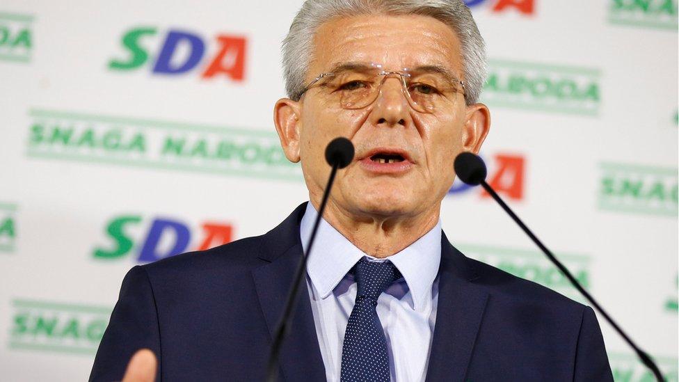 Sefik Dzaferovic of the SDA declares himself the winner of the Bosniak seat of the tripartite Bosnian presidency in Sarajevo, Bosnia, October 7, 2018