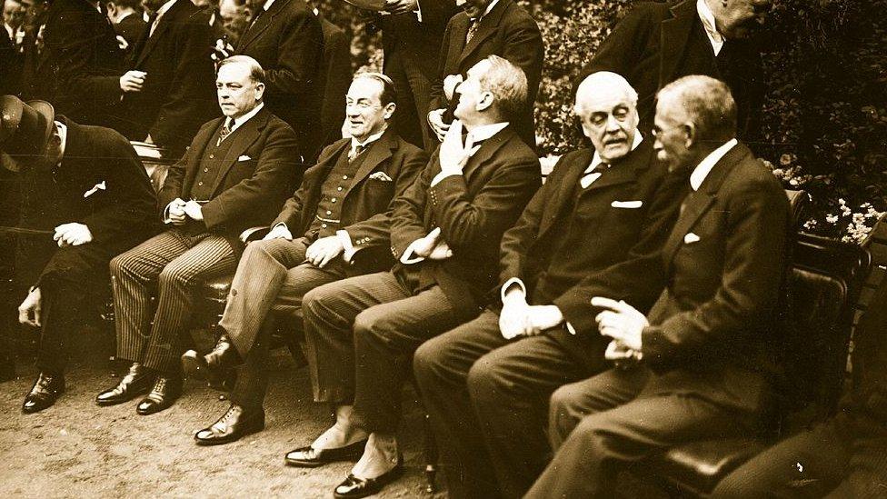 William Lyon MacKenzie King (far left) at the Imperial Conference