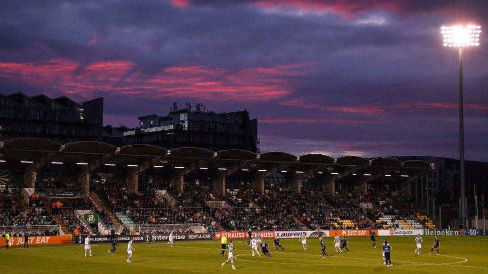 View of the match between Shamrock Rovers and Djurgardens