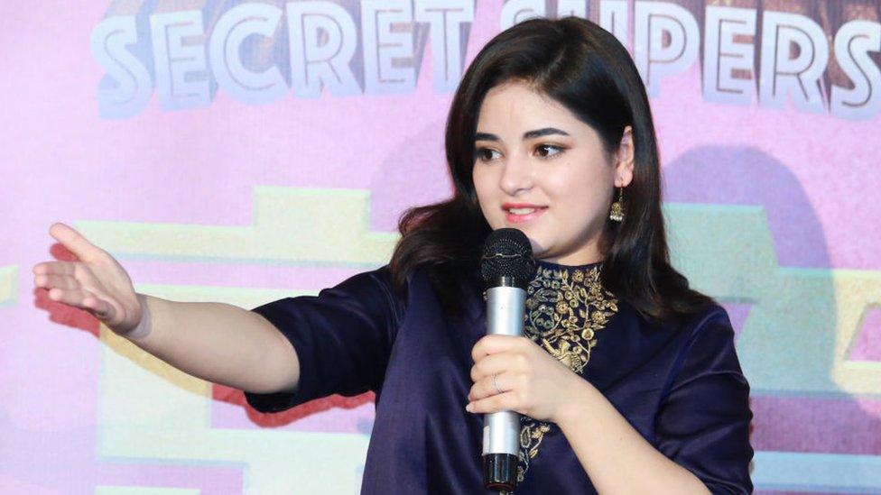 Actress Zaira Wasim attends 'Secret Superstar' press conference at Wanda Cinema on January 16, 2018 in Beijing, China