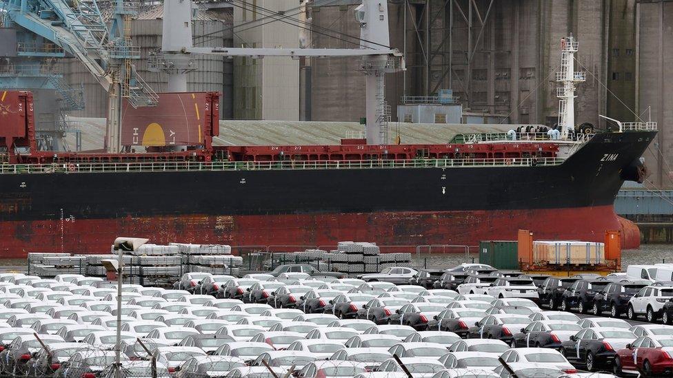 Cars waiting for export from UK