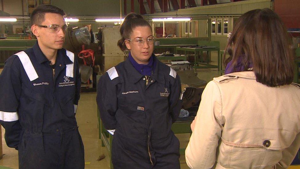 Shaun Philip and Alanah Hepburn speaking to BBC Scotland's Rachel Bell