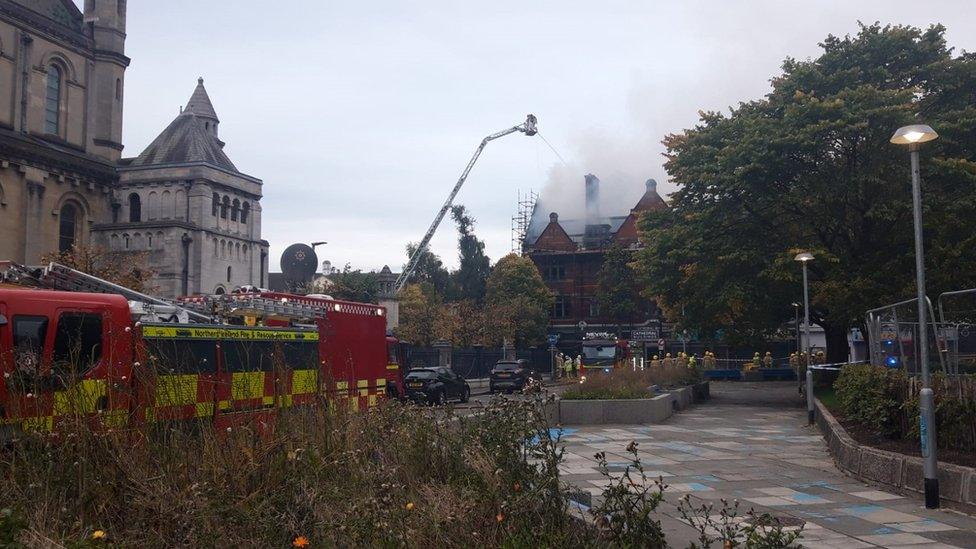 Fire at Old Cathedral Building Belfast