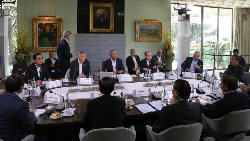 "In our retreat session this morning, we discussed maritime security, terrorism and climate change," wrote PM Lee