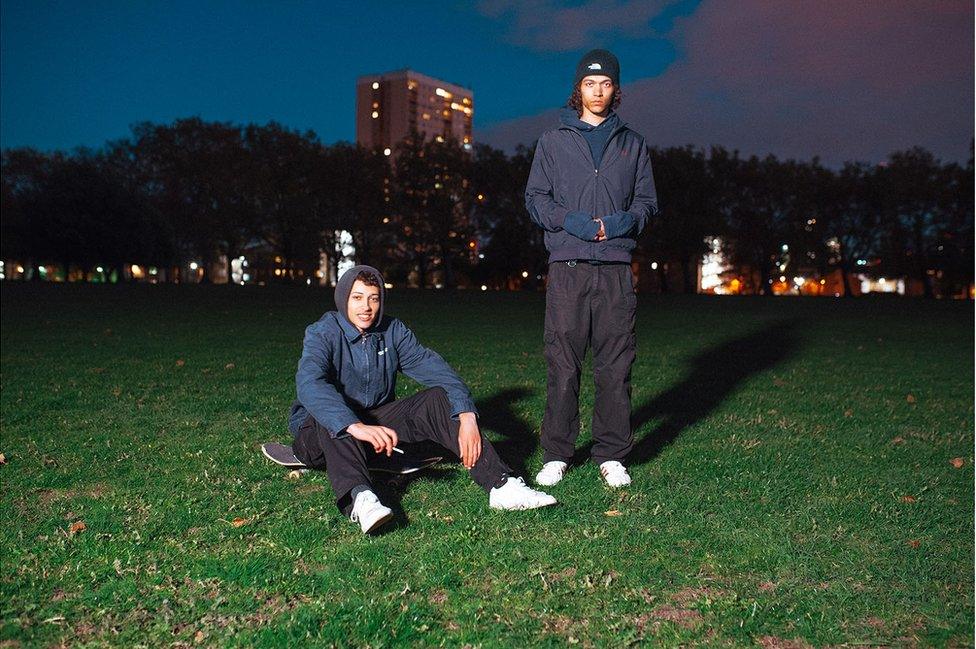 Two young men on in a park