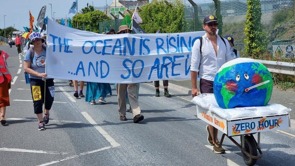 The Extinction Rebellion protest outside Valero fuel depot in Plymouth