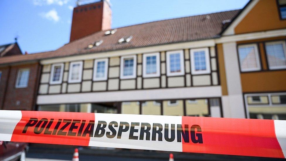 A house is cordoned off in Wittingen, northern Germany, where two bodies were found on May 13, 2019