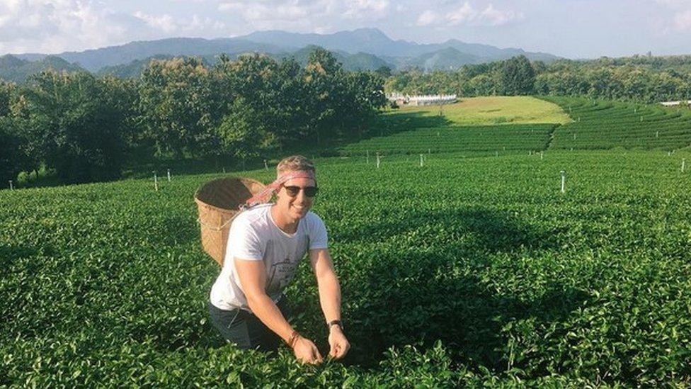 Picking tea leaves in Thailand was one way Johnny Ward kept his journey on track