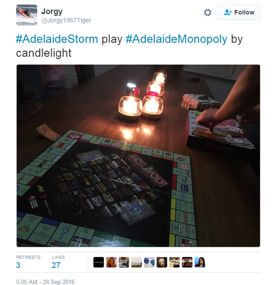 Tweet: "#AdelaideStorm play #AdelaideMonopoly by candlelight"