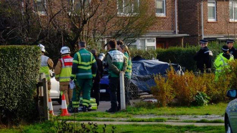 A car where two bodies were found in Fox Crescent, Chelmsford