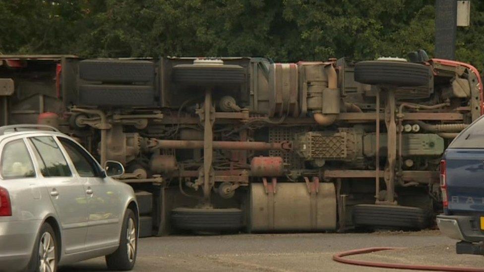 Lorry overturned