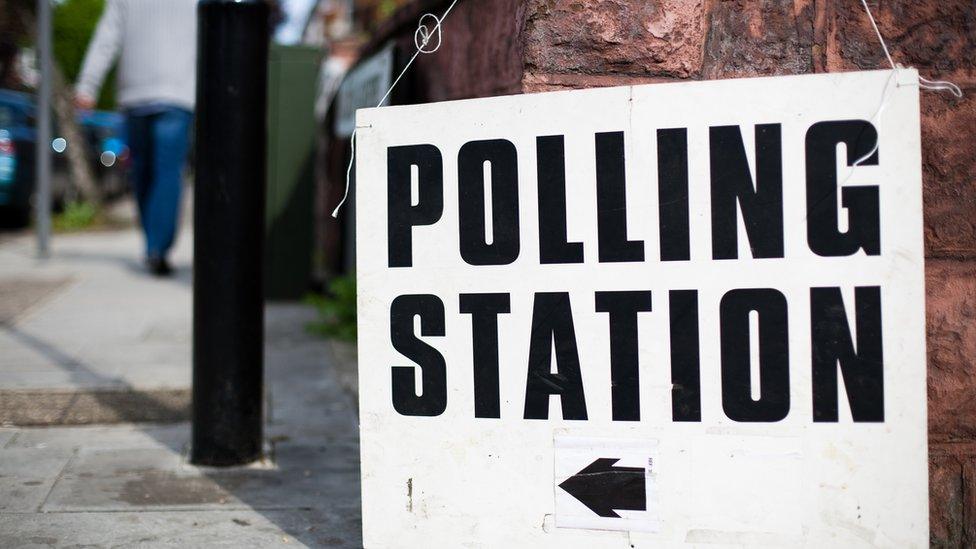 Polling station sign