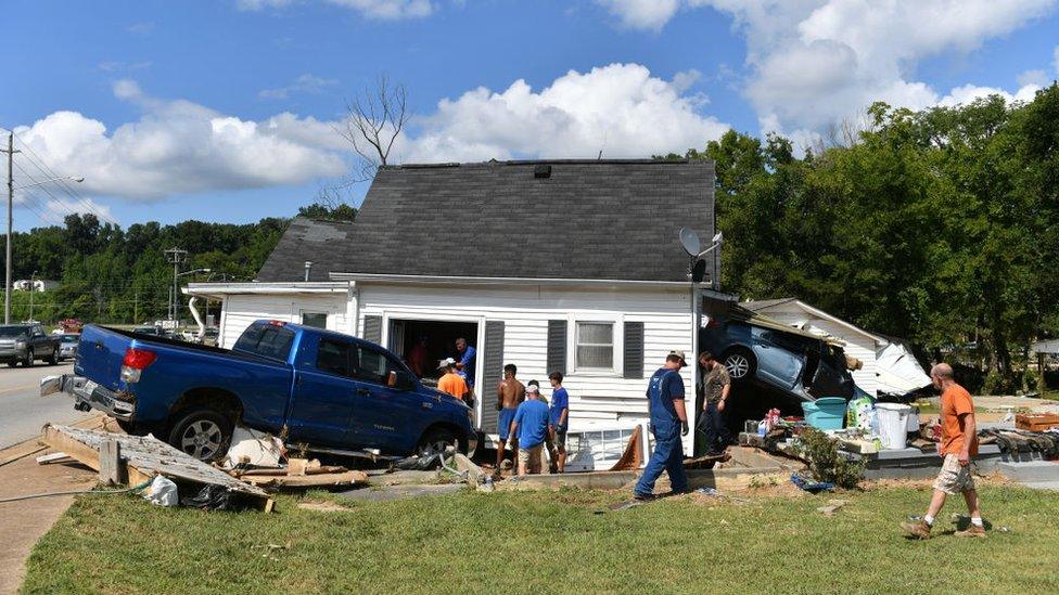 Image shows a damaged house in Waverly