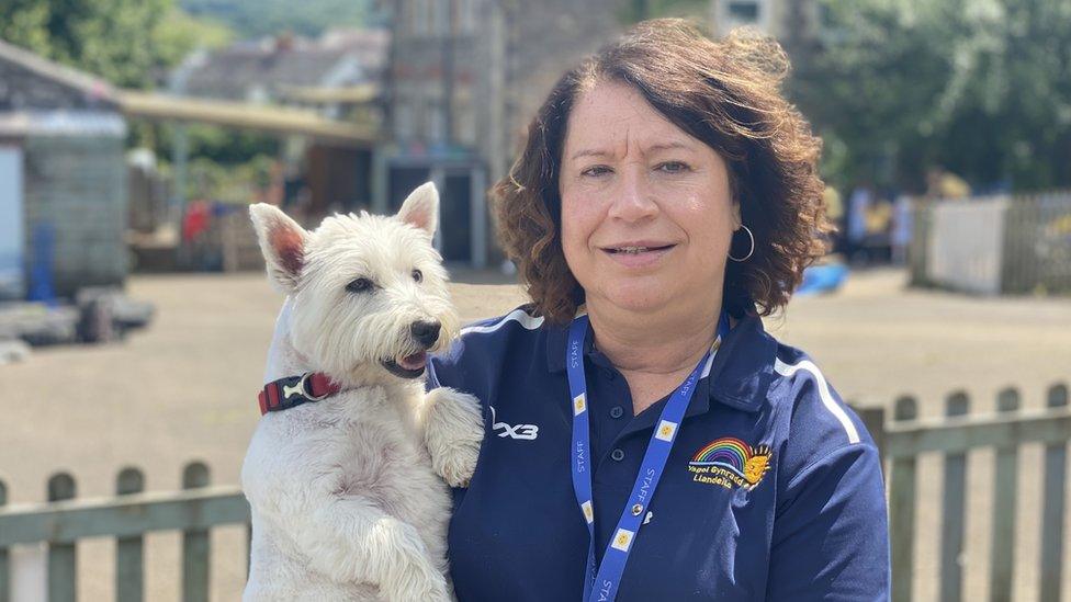 Head teacher Karen Towns with Millie