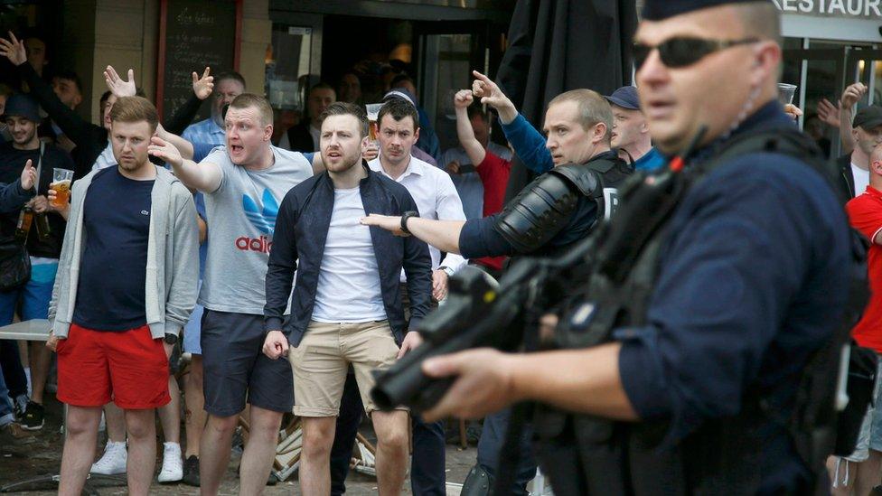 Police and fans in Lille