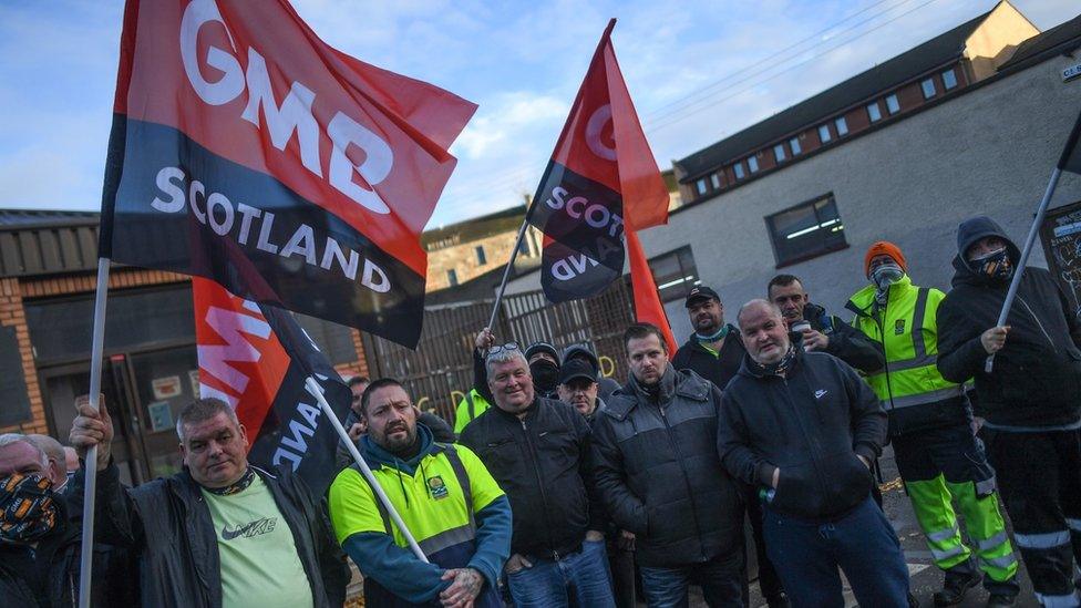 Refuse workers in Glasgow took strike action in November 2021