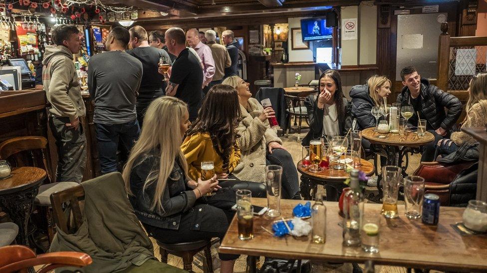 People enjoying themselves in a pub in Stalybridge