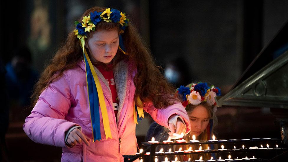 Lighting candles after Edinburgh protest