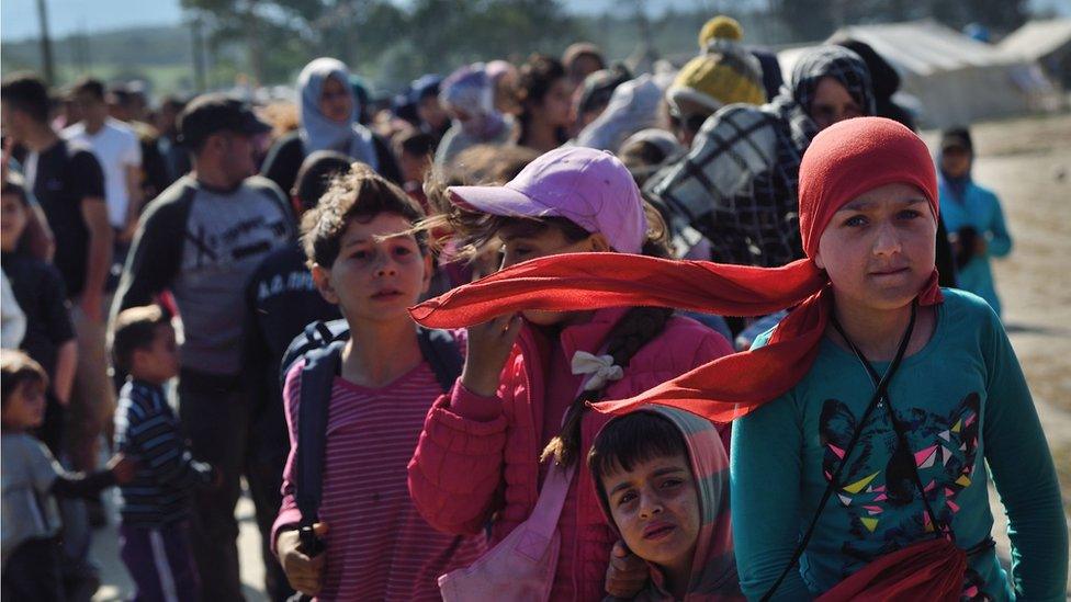 Migrants and refugees at the Idomeni camp